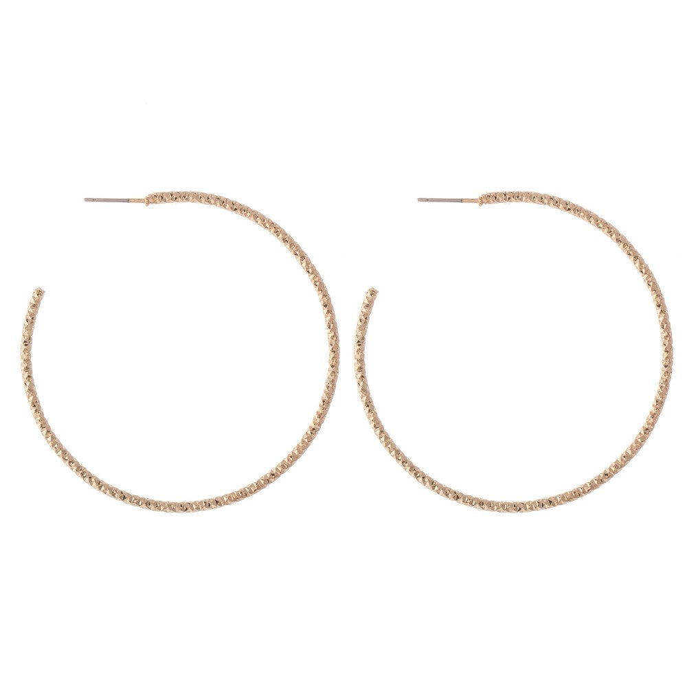 Simone Diamond Cut Textured Hoop Earring